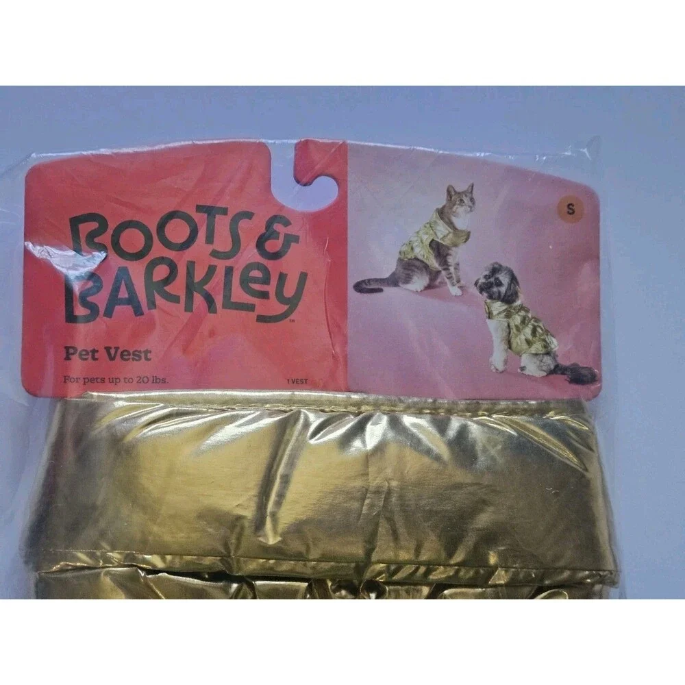 Boots & Barkley Vest Dog's Sz Small Gold Puffer Fleece Lined Jacket 20 lbs NEW